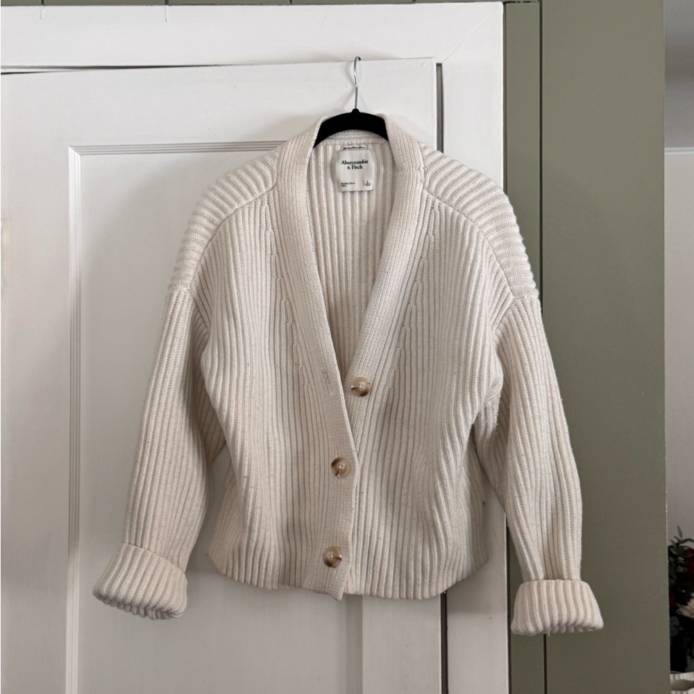 Abercrombie & Fitch Cream Button-Up Cardigan